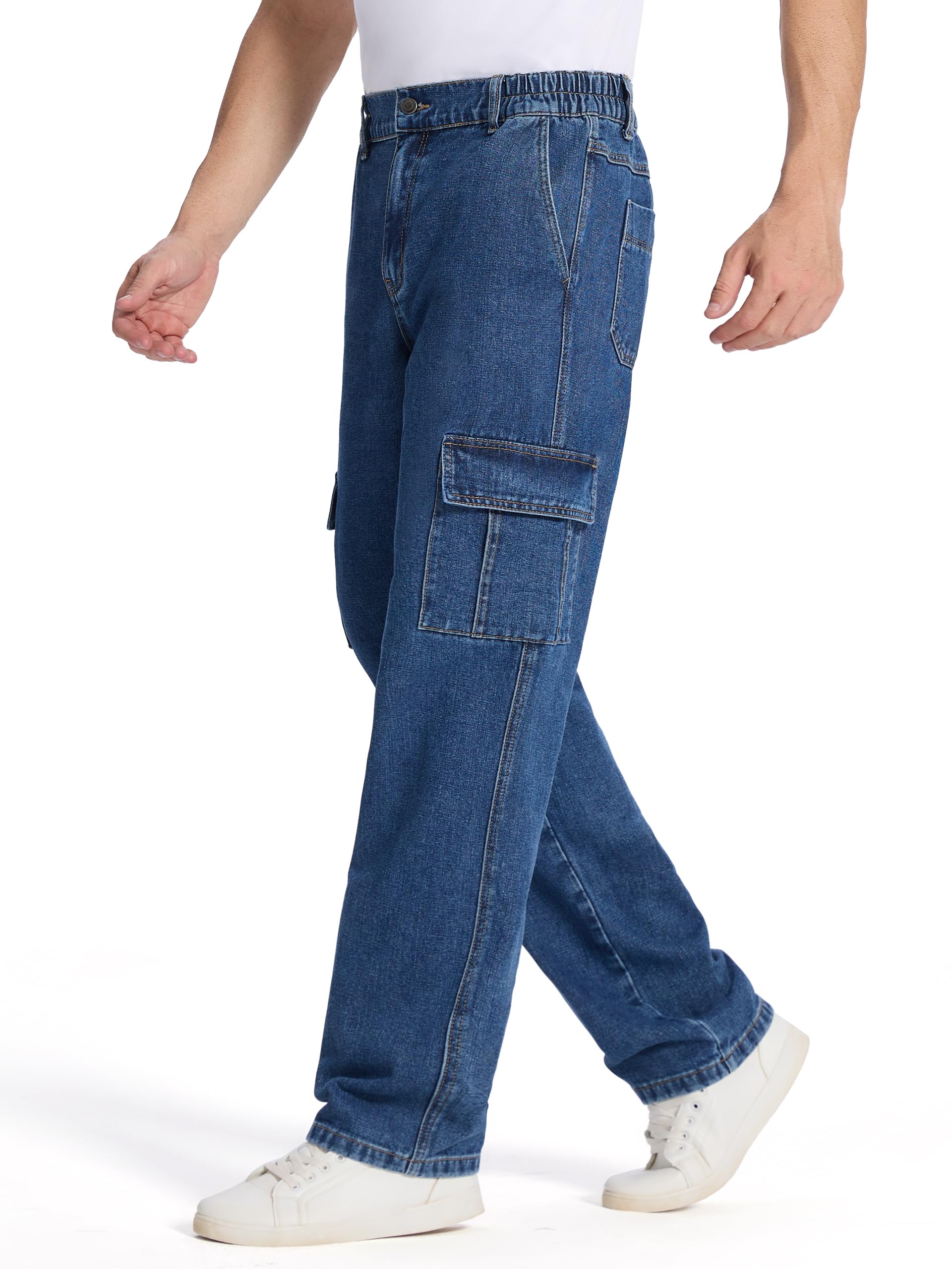Tapata Jeans cargo da uomo con vestibilità comoda, vita elastica, 6 tasche, gamb