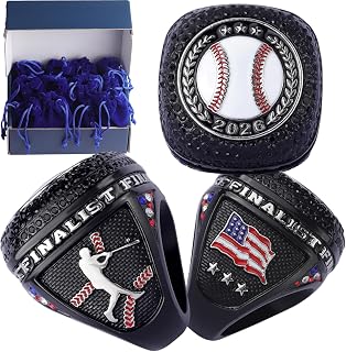 TOPSPORTSJEWELRY Sporting Prize Baseball Date 2026 Championship Trophy riing Size 9.5 Black Two Tones Plating Baseball Events Team Awards