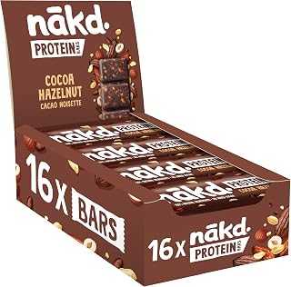 Nakd Cocoa Hazelnut Protein Bar - Vegan - Gluten Free - Healthy Snack, 45g (Pack of 16 bars)