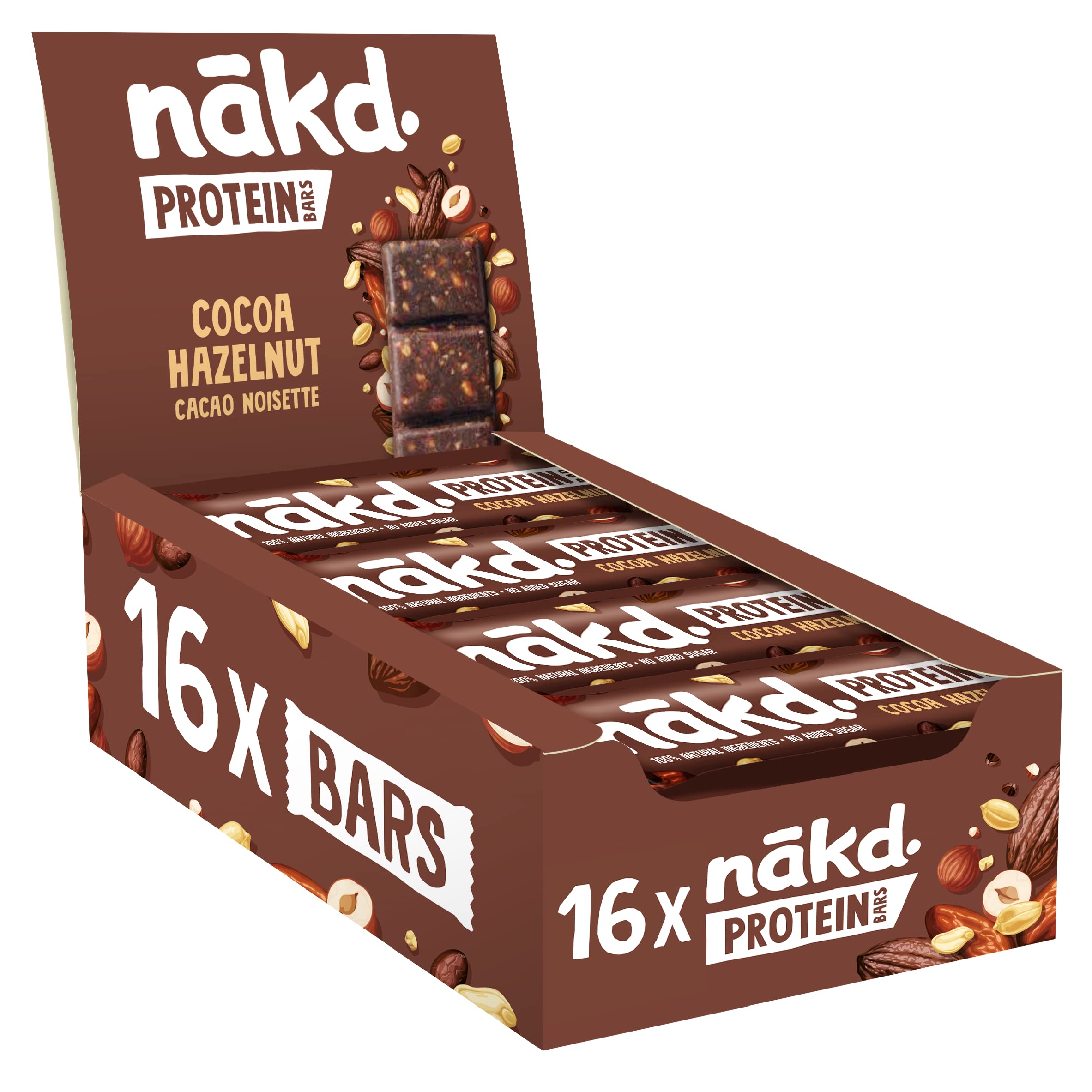 Nakd Cocoa Hazelnut Protein Bar - Vegan - Gluten Free - Healthy Snack, 45g (Pack