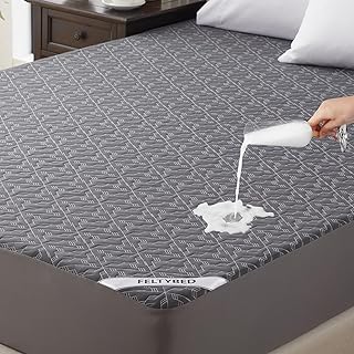 FELTYBED Waterproof Mattress Protector Cal King Size, Bamboo Grey Mattress Cover Cooling 3D Air Fabric, Noiseless Breathable Mattress Pad Fitted Sheet with Deep Pocket 8""- 21"" Machine Washable