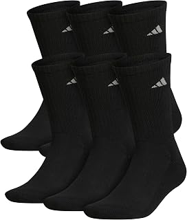 adidas Mens Athletic Cushioned 6-Pack Crew Socks Casual - Green | 6-Pack, Targeted Cushioning, Arch Support, Breathable Moisture-Wicking, Reinforced Heel & Toe, All-Day Comfort