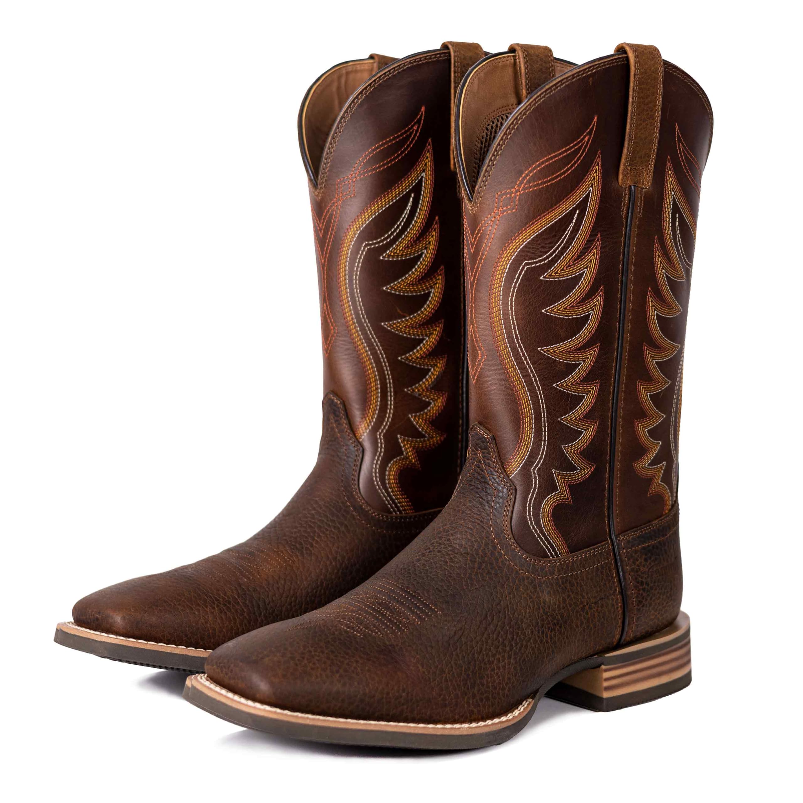 Palitutu Men's Cowboy Boots, Square Toe Full-Grain Leather Western Boots