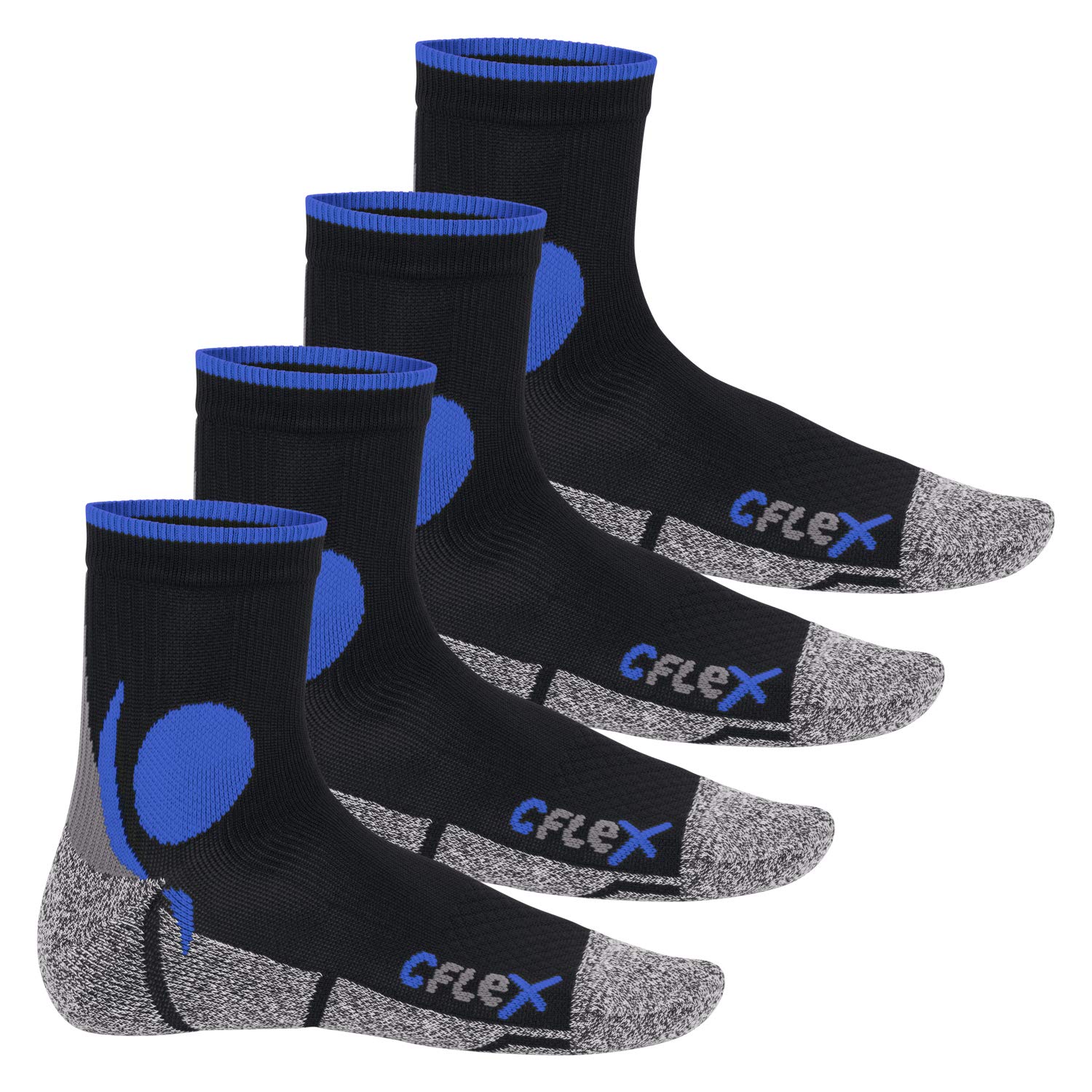 CFLEX Women's and Men's Running Functional Socks (4 Pairs) Running Socks