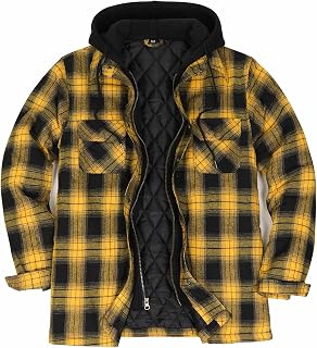 ThCreasa Men's Quilted Lined Flannel Jacket with Hood