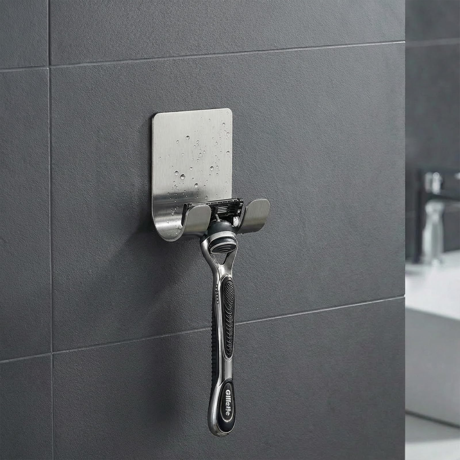 Razor Holder, Razor Hook, Wall Mounted Razor Holder Stainless Steel Self Adhesiv