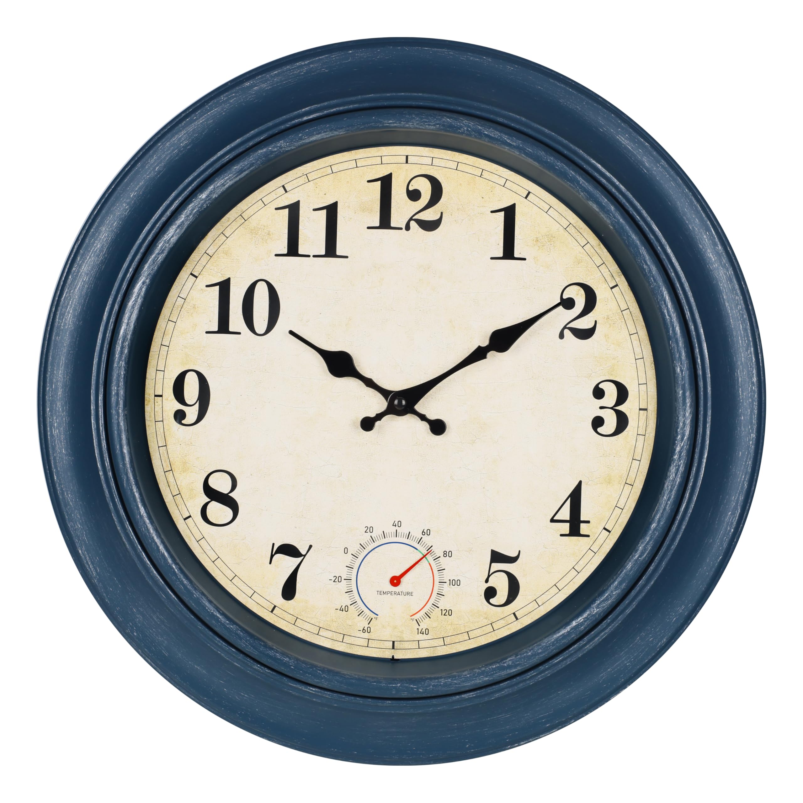 Horizent Large Outdoor Clocks Waterproof with Thermometer Combo Rustic Coastal W
