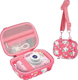 Leayjeen Kids Camera Case for Goopow/Mgaolo Kids Camera-Pink Unicorn | Fits CIMELR/Seckton/OZMI Kids Toy Cameras and Children Digital Camera,Shockproof Water-Resistant Hard EVA Shell(Case Only)