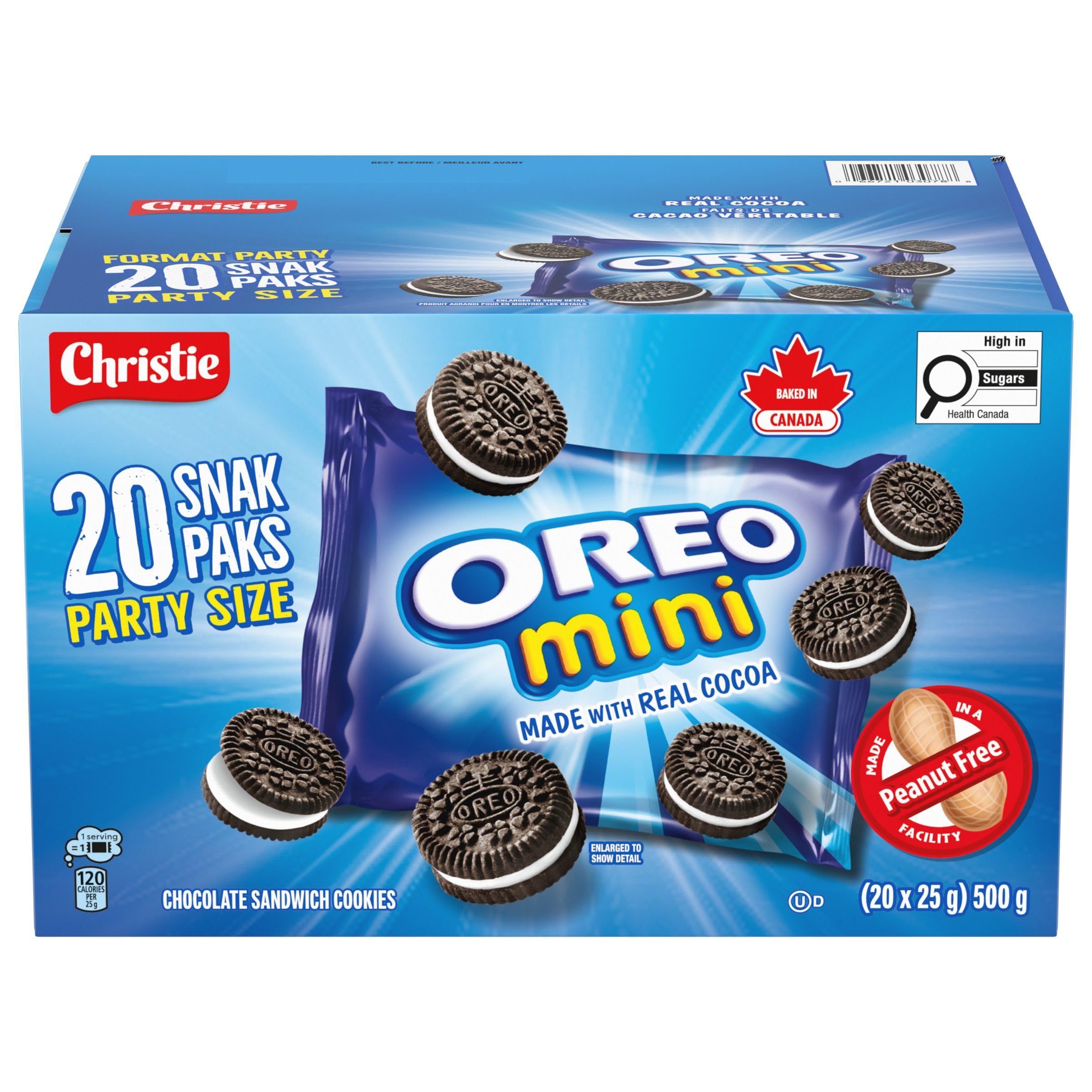OREO Minis Chocolate Sandwich Cookies, Peanut-Free, Baked in Canada with Real Co