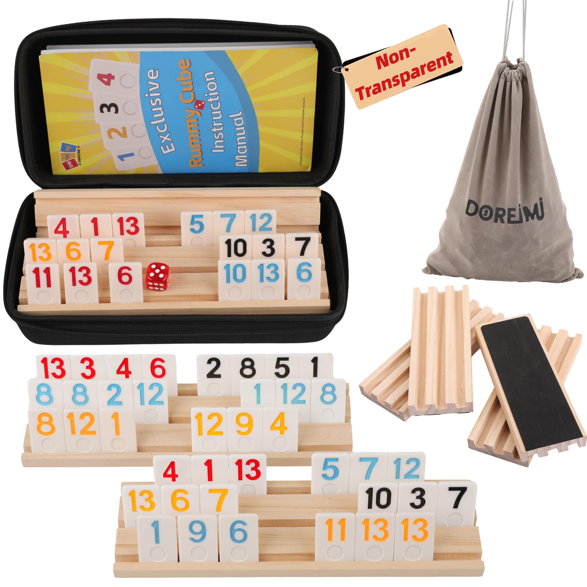 Doreimi Non-Transparent Rummy Cube Travel Game Set, 6 Players, 162 Tiles | 6 Woo