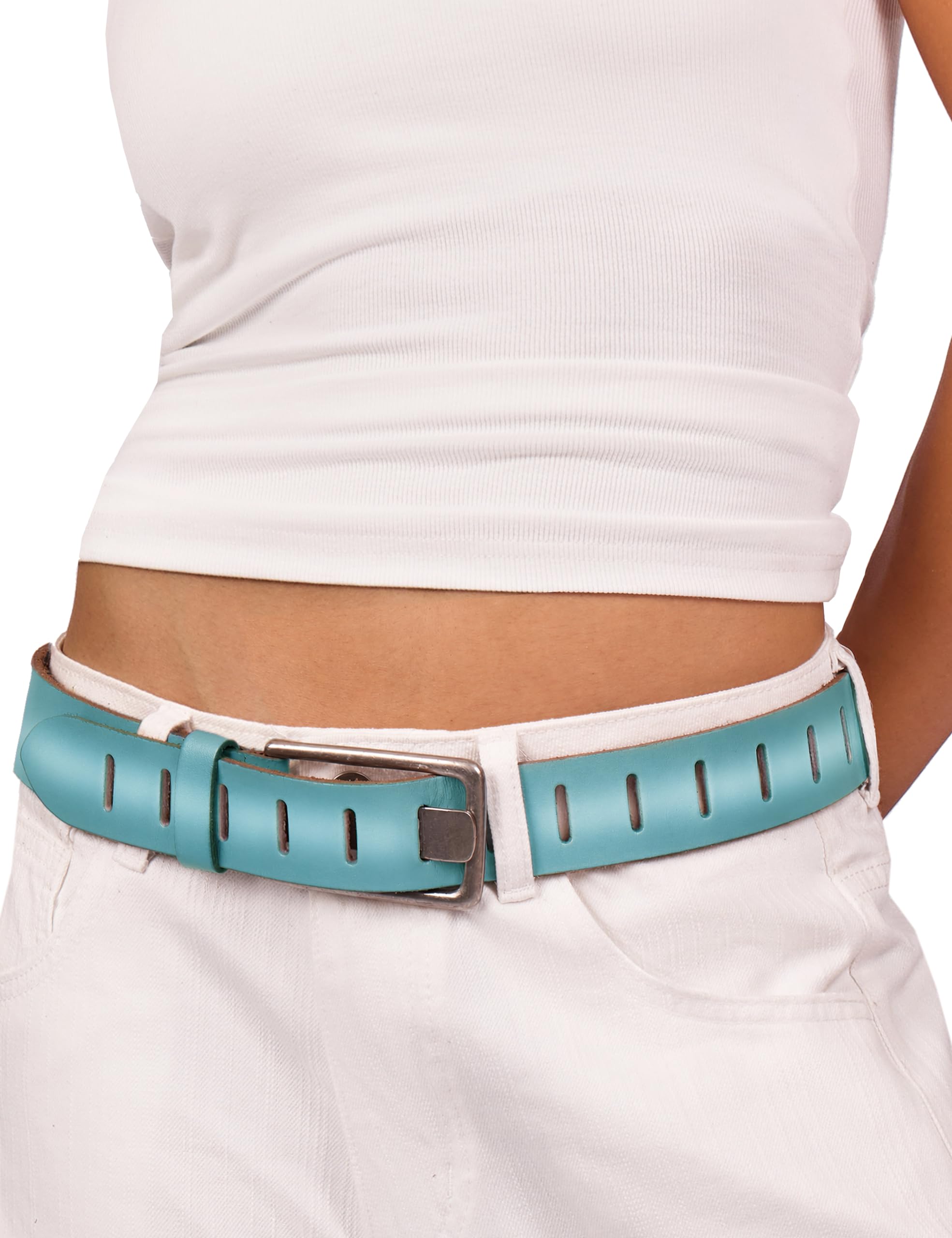 Women Full Grain Leather Belt for Jeans 1.57" Western Cowgirl Belt