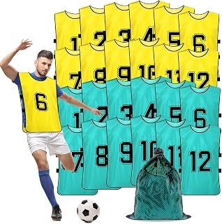 24 Pcs Scrimmage Vest Soccer Pinnies Training Pennies Football Jerseys Youth Team Practice Vests Sports Bibs for Youth Adult Sports Basketball, Soccer, Football, Volleyball