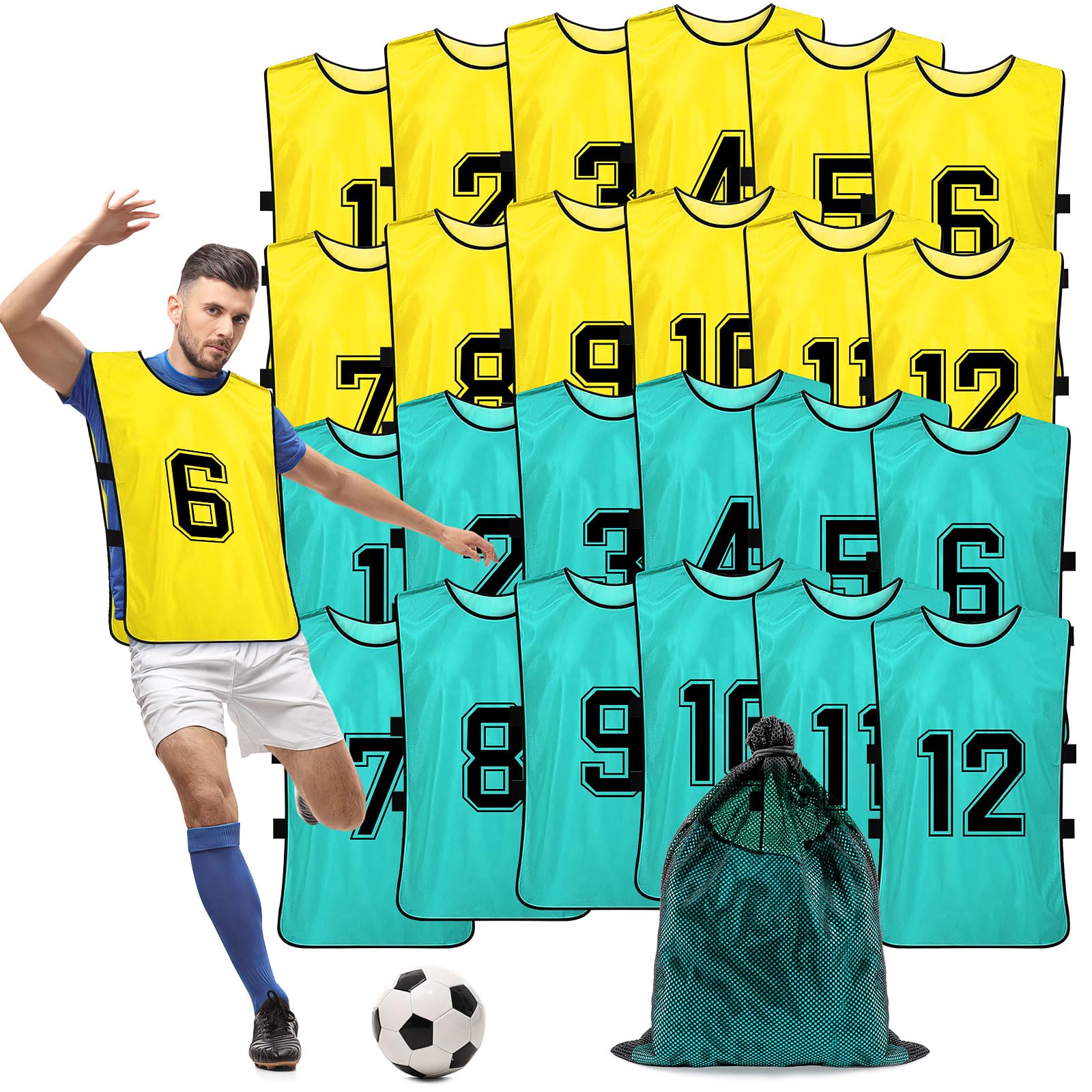 24 Pcs Scrimmage Vest Soccer Pinnies Training Pennies Football Jerseys Youth Tea