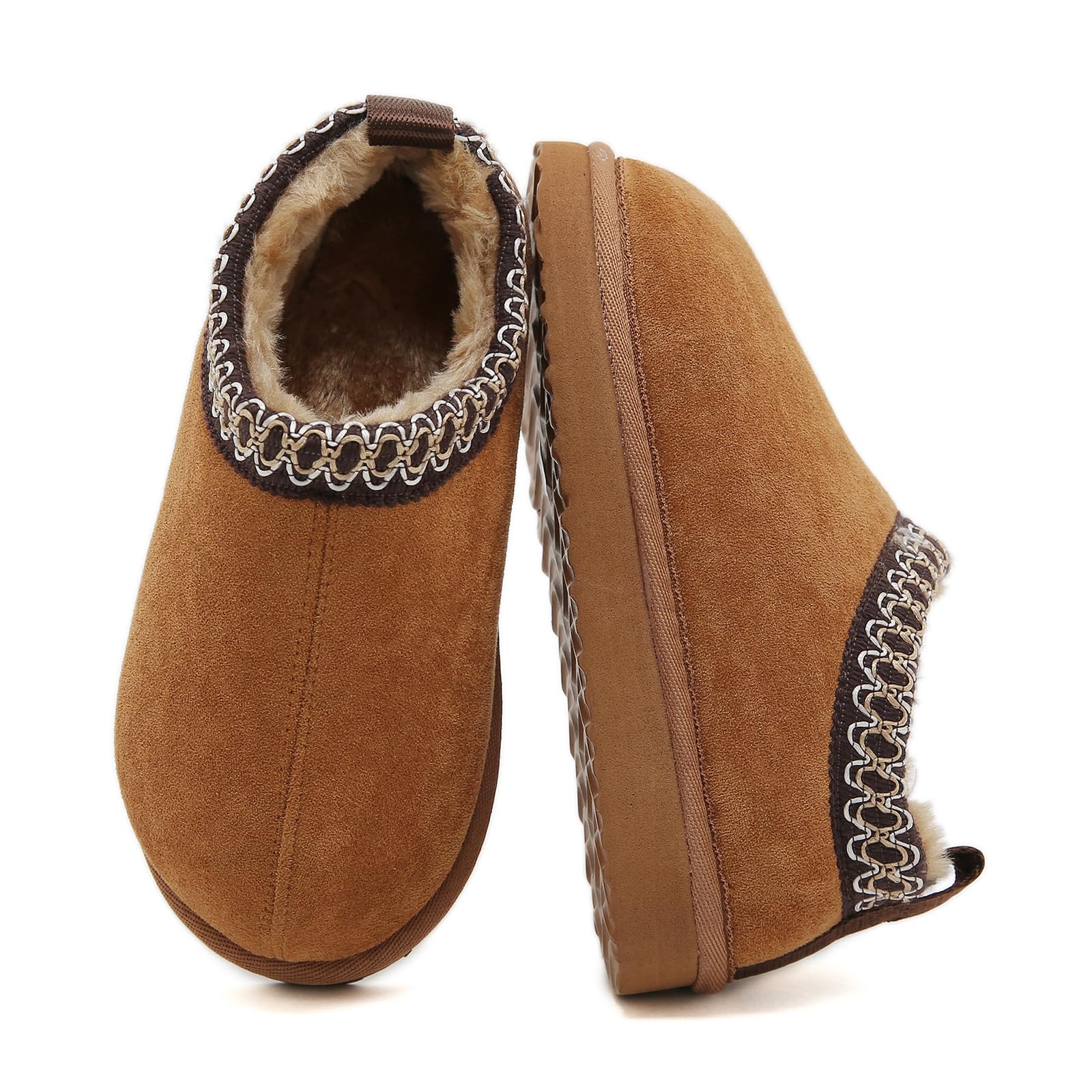 SMajong Kids Slippers Girls Boys House Shoes Fuzzy Warm | Plush Platform, Slip-o