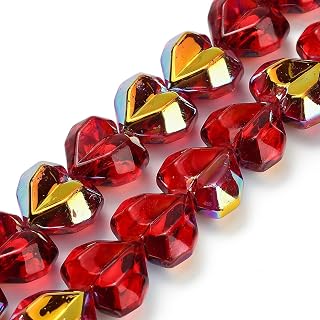 50pcs Red Heart Faceted Glass Beads for Valentine's Day Earrings Bracelet Necklace Key Chain Jewelry DIY Crafts