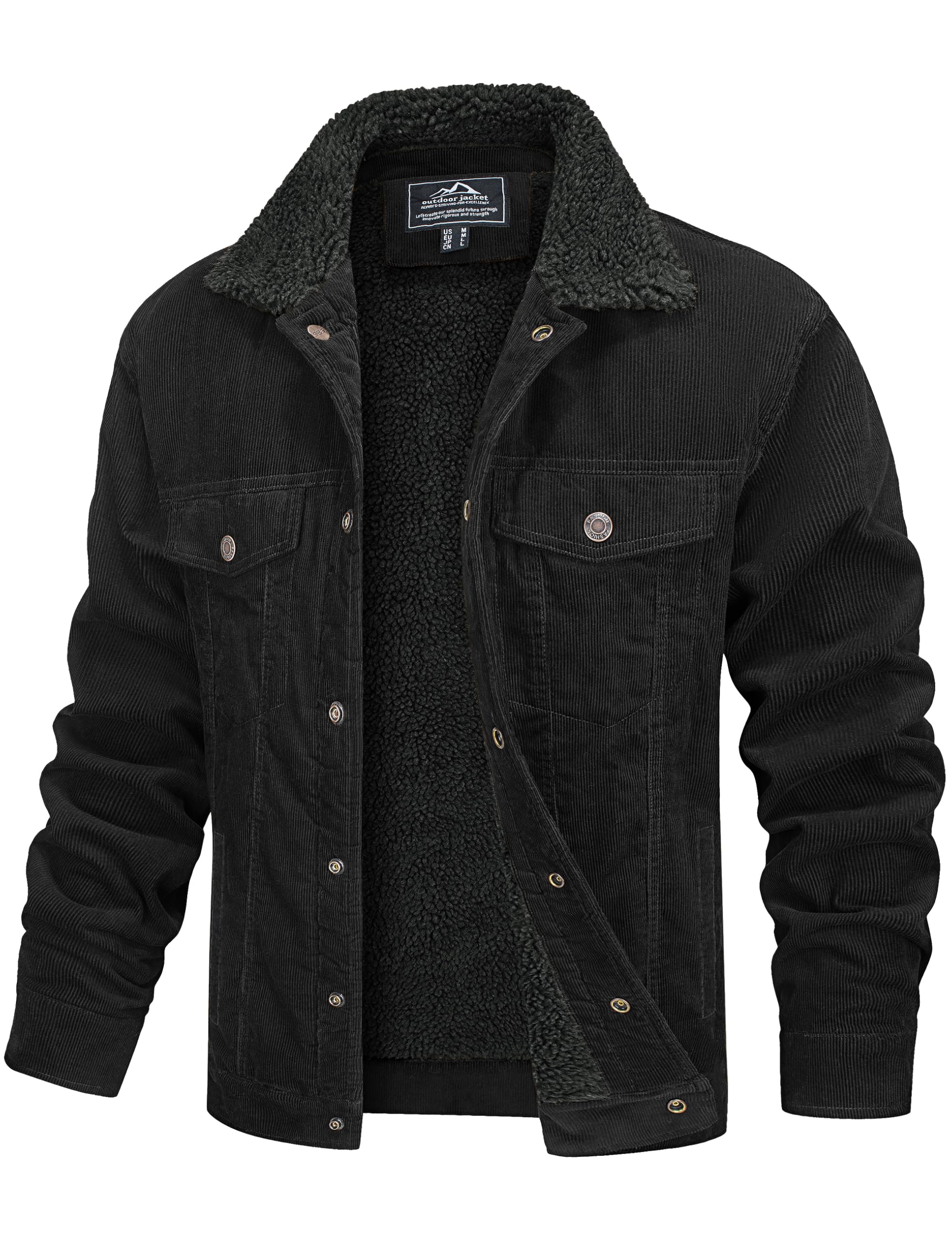 MAGCOMSEN Chaqueta de pana para hombre, abrigo grueso y cálido con forro de
