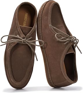 Project Cloud Scarpe da uomo in 100% vera pelle, con lacci, con memory foam, leggere e antiscivolo, da uomo, da indossare tutti i giorni (Denver), Camoscio castagno, 40 EU