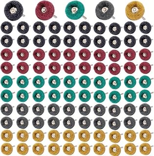 100 Pcs 1 Inch Polishing Abrasive Wheels Set with 1/8" Shank, 20 Pcs Each of 80, 150, 240, 400, 600 Grit Abrasive Wheels, for Power Rotary Tool