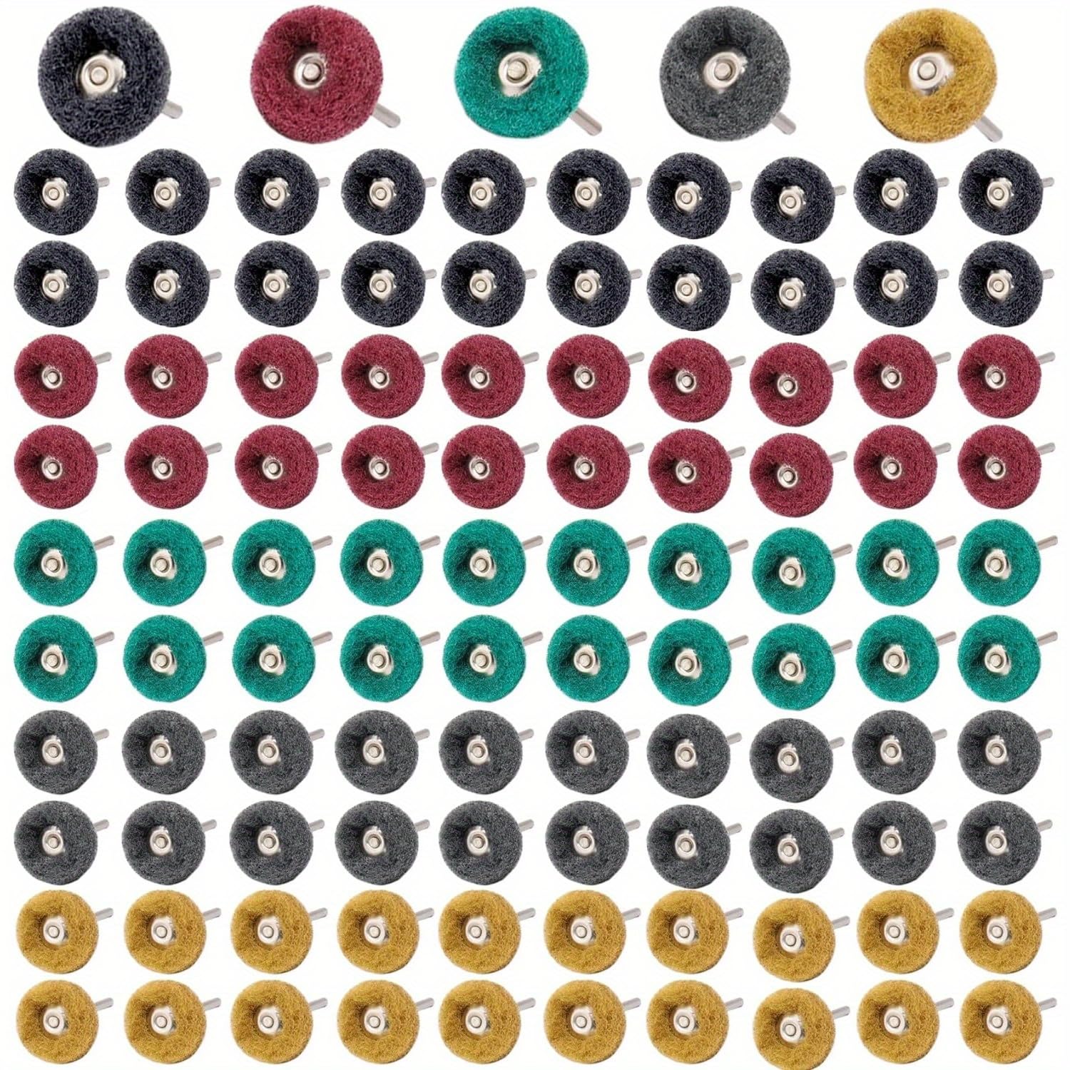 100 Pcs 1 Inch Polishing Abrasive Wheels Set with 1/8" Shank, 20 Pcs Each of 80,