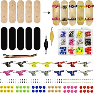 DisplayMore Premium Wooden Fingerboard Deck - Includes Prolific Foam Tape & Multicolour Wheels, The Classic - 30mm x 100mm - Pre-Drilled Holes Size (164PCS Finger Skateboard DIY Set)