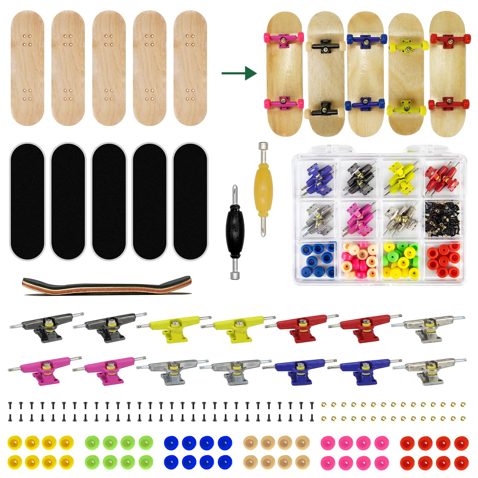 DisplayMore Premium Wooden Fingerboard Deck - Includes Prolific Foam Tape & Mult
