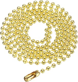 Generic Iron Ball Chain 2.4mm Length 31.5" Round Bead Necklace Dog Tag Pull Chain with Connector Clasp for Men Women Jewelry Making Bracelet Keychain, Gold