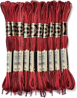 FASHEWELRY 10 Skeins Dark Red Embroidery Floss Friendship Bracelet String Threads 6-Ply 0.5mm Cross Stitch Embroidery Thread for Sewing Bracelet Making Stitching Crafts