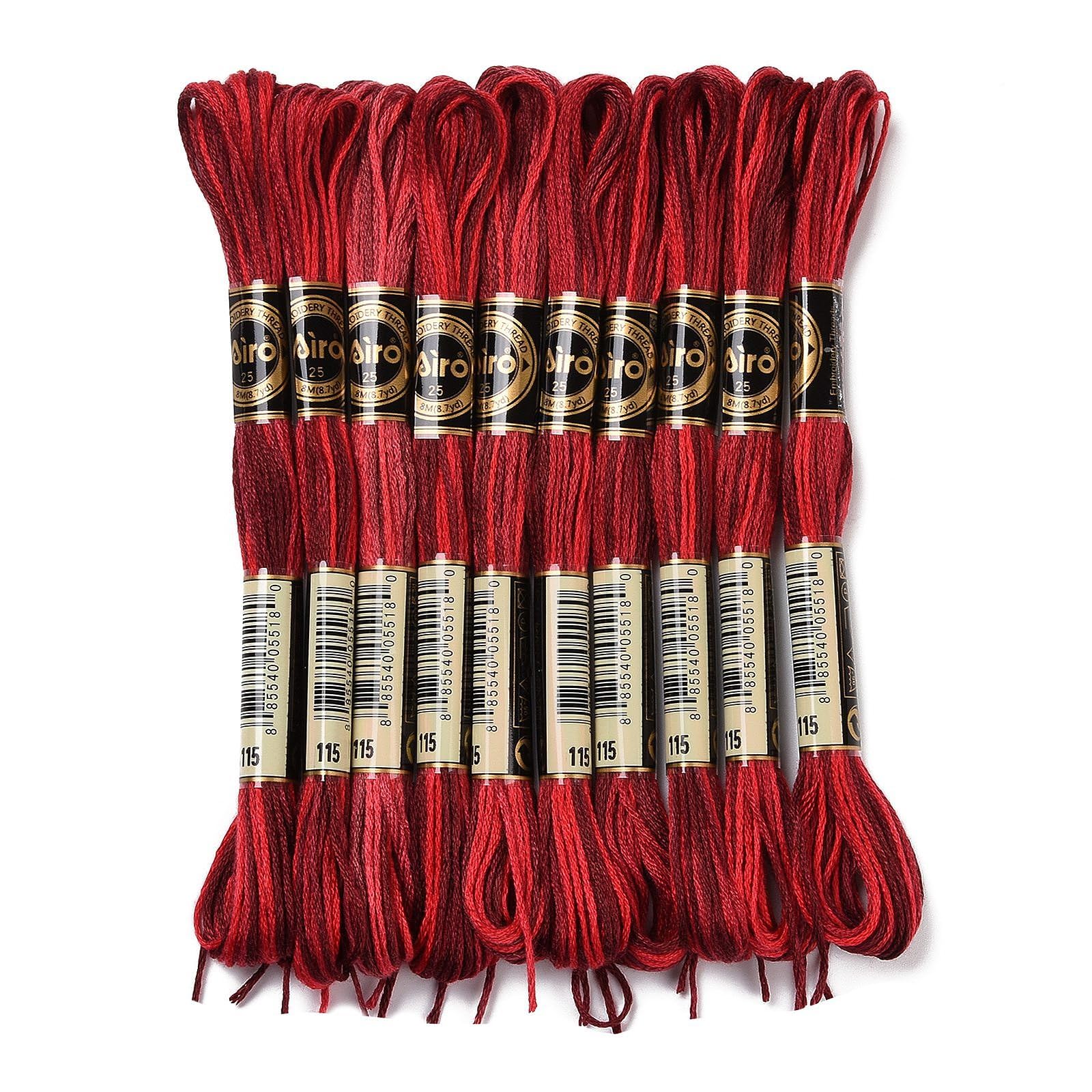 FASHEWELRY 10 Skeins Dark Red Embroidery Floss Friendship Bracelet String Thread