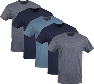 Gildan Men's Crew T-Shirts, Multipack, Style G1100, Navy/Heather Navy/Indigo Blue (5-pack)