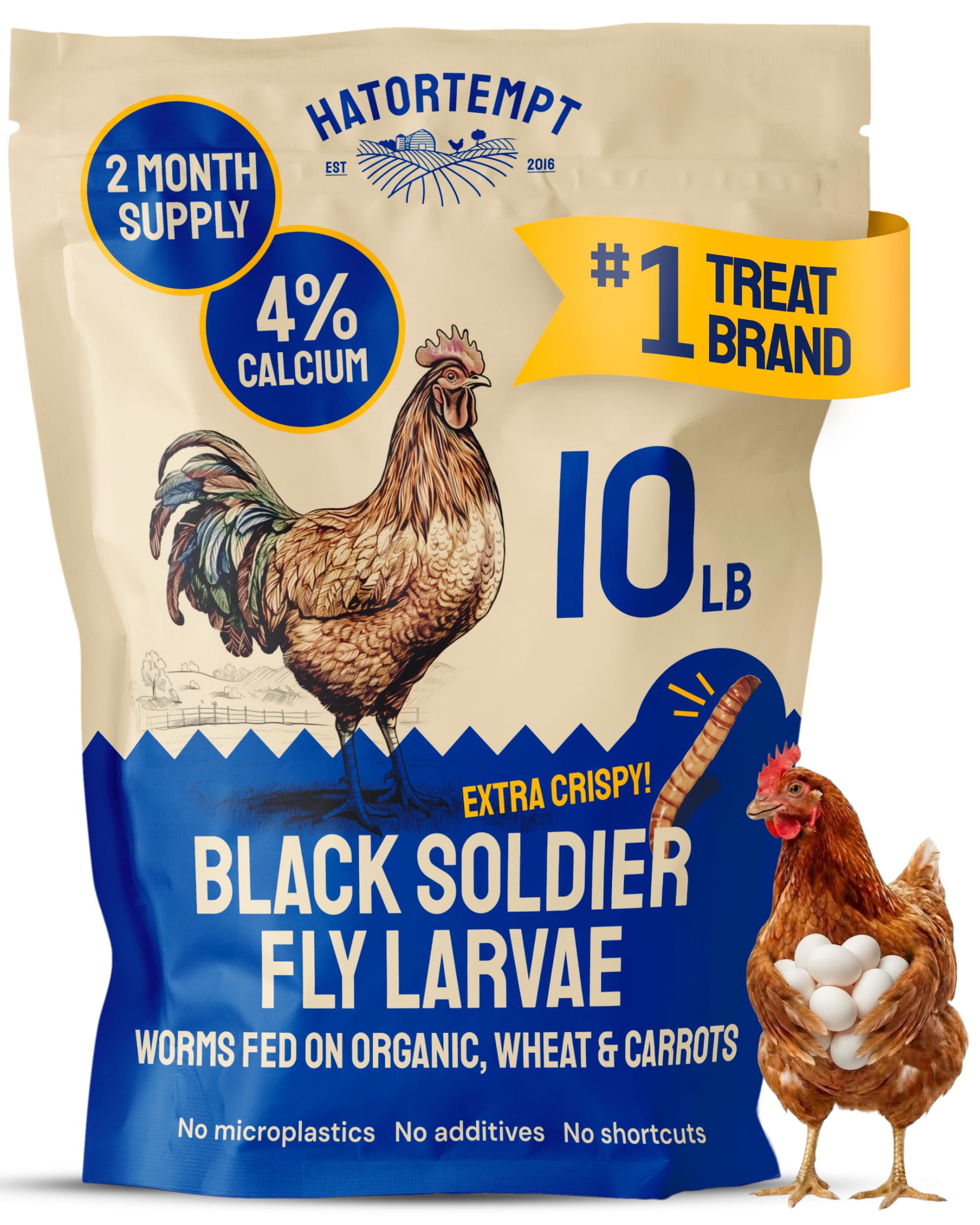 Hatortempt 10lb Black Soldier Fly Larvae for Chickens, Calci Chicken Treats | 80