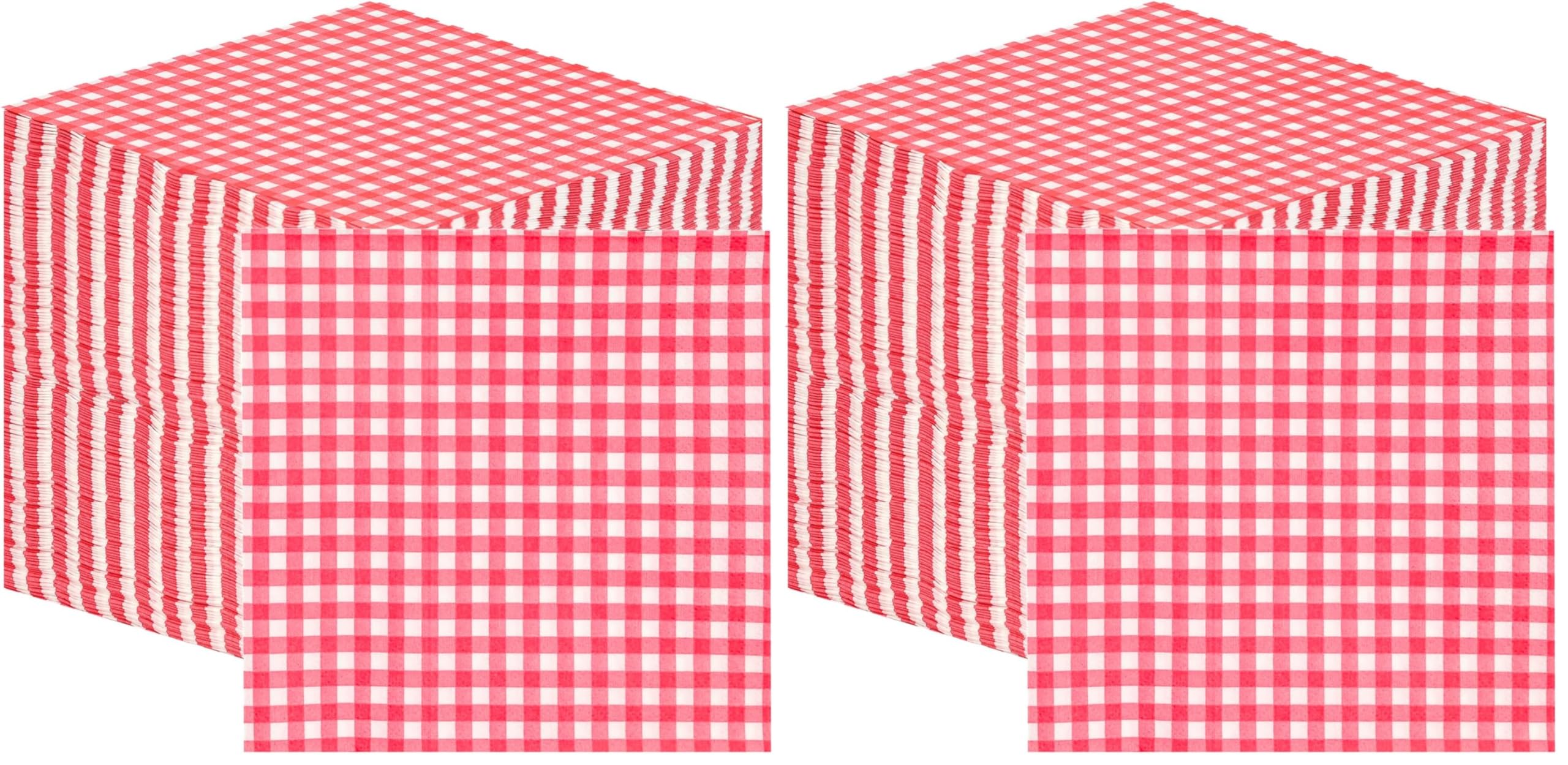 Table Fun 100 x Soft Red Gingham Paper Napkins, Red Checked Napkins Disposable P