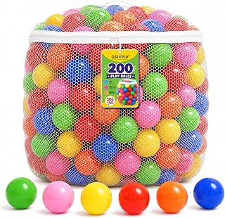 Ball Pit Balls, Bright & Pastel Multicolor Plastic Balls For Kids | Click N' Play Balls, Non-Toxic, Phthalate-Free Toy Set, Sensory Play, Activity for Toddlers, with a Reusable Mesh Zipper Bag