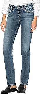 Silver Jeans Co. Women's Suki Mid Rise Curvy Fit Straight Leg Jeans Jeans