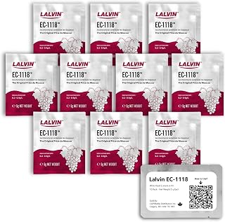 Lalvin EC-1118 Wine Yeast (10 Pack) - Sold by CAPYBARA Distributors Inc. | Champagne Yeast, Make Wine Cider Mead Kombucha At Home, 5 g Sachets, Saccharomyces cerevisiae