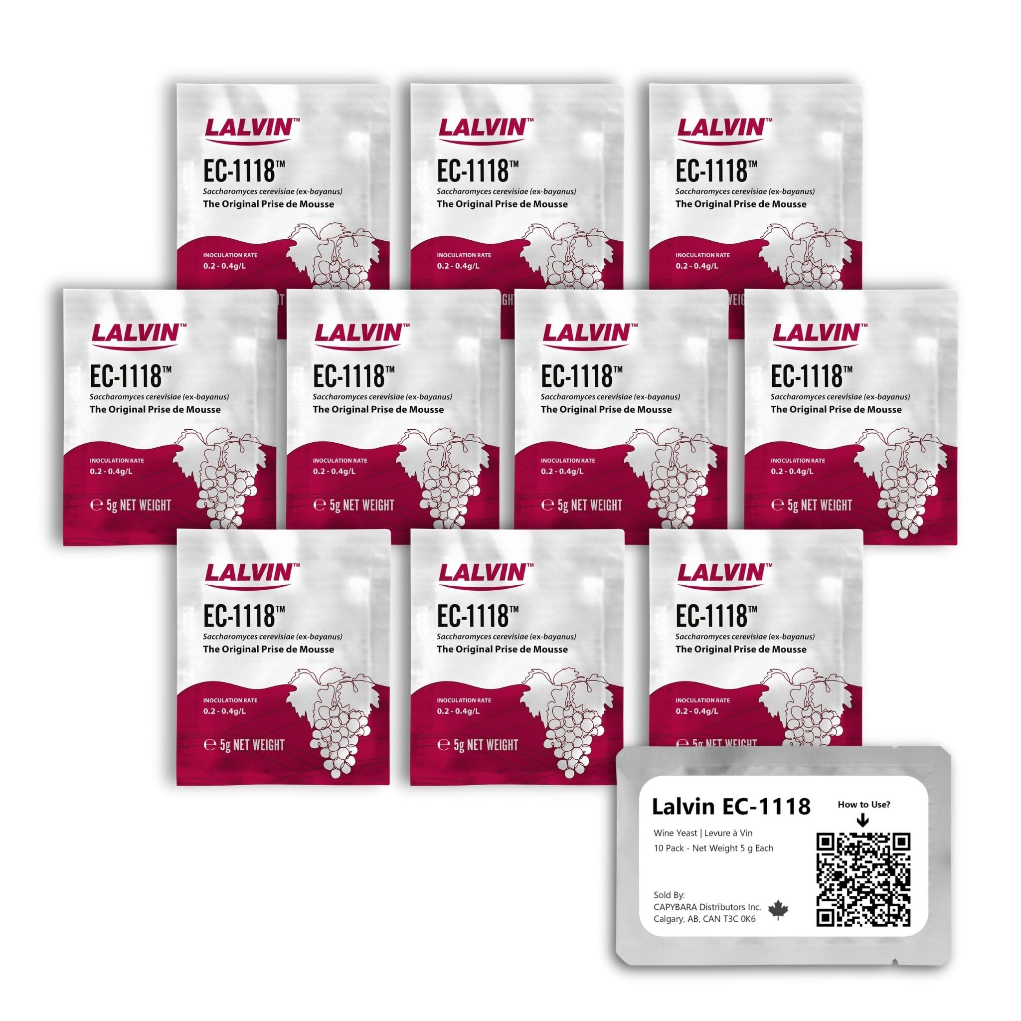 Lalvin EC-1118 Wine Yeast (10 Pack) - Sold by CAPYBARA Distributors Inc. | Champ