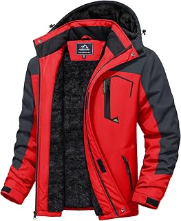 MAGCOMSEN Men's Water Resistant Fleece Lined Winter Coats Parka Mountain Windproof Warm Snow Ski Jacket with Multi-Pockets