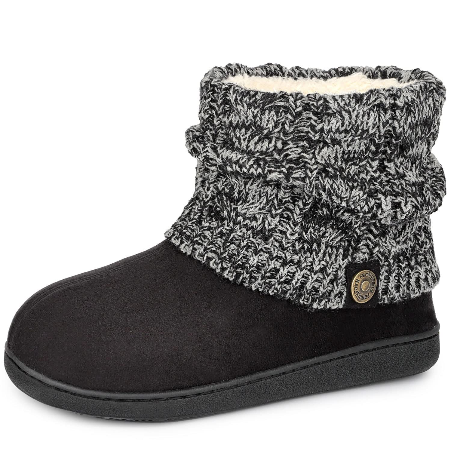 FamilyFairy Women's Bootie Slippers Winter Warm Indoor Outdoor House Shoes
