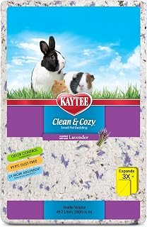 Kaytee Clean & Cozy Lavender Paper Bedding for Guinea Pigs, 49.2 Liters | Fresher habitats with rabbit bedding. Hamster bedding for small pets. 99% dust-free, absorbs 6x, lavender bedding