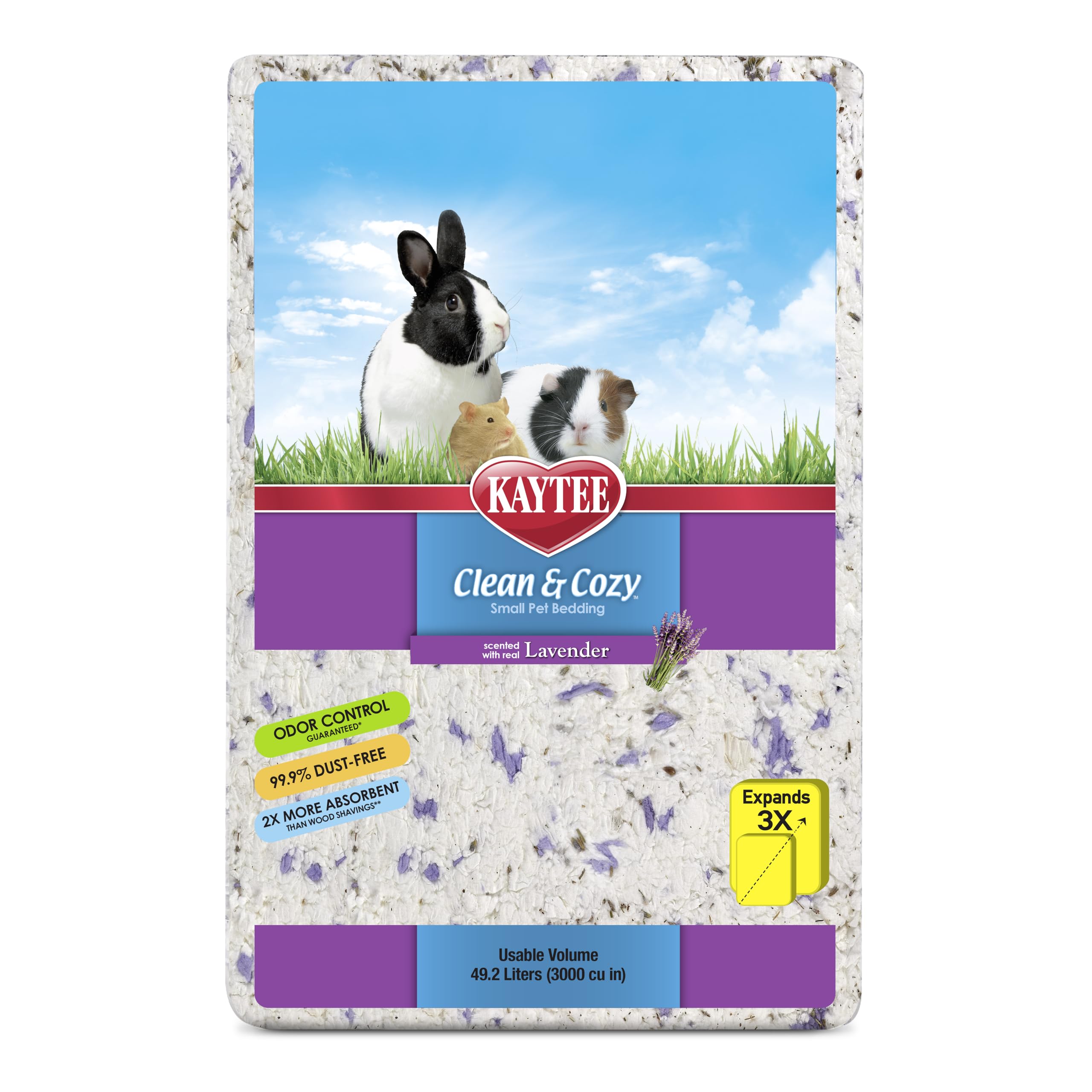 Kaytee Clean & Cozy Lavender Paper Bedding for Guinea Pigs, 49.2 Liters | Freshe