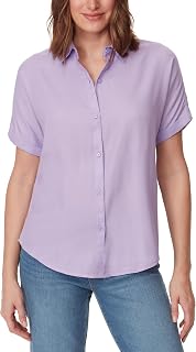 Gloria Vanderbilt Daisy Short Sleeve High-Low Button Down Shirt Standard Daisy Short Sleeve High-Low Button Down Standard Women's Shirt