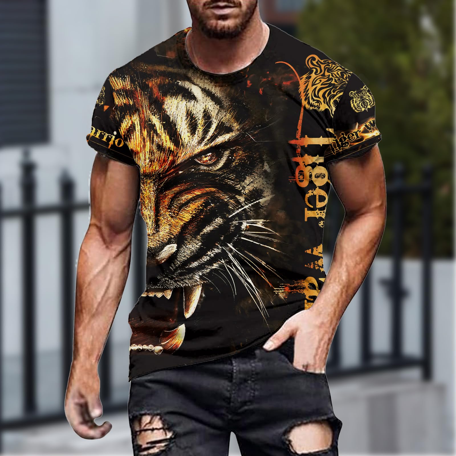 Men's Graphic T-Shirt Solar System Galaxy Print Short Sleeve Casual Crew Neck To