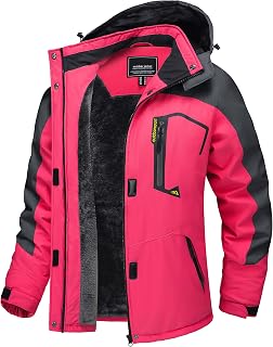 TACVASEN Women's Waterproof Fleece Jacket for Winter Skiing and Outdoor Hiking with Detachable Hood