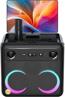 Karaoke Machine for Adults with Lyrics Display & 32GB Tablet, 2 Wireless Microphones, 300W Peak PA System & Bluetooth Speaker, 4 DJ Lights, Portable Karaoke Speaker with Mic for Home Party/Outdoor