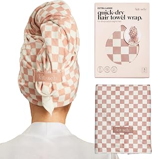 Kitsch XL Plush Microfiber Hair Towel Wrap for Women - Terracotta, 40x24 in | Ultra Absorbent Microfiber Bath Towel for Wet, Curly, Long or Short Hair, Anti-frizz Hair Wrap