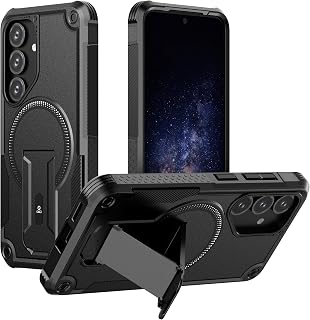 ONES Funda Samsung Galaxy S25 FE, Protección MIL Anticaída, Doble Capa Rígida-Flexible, Amortiguación 4 Esquinas, Soporte+Anillo Oculto, Compatible MagSafe, Antiarañazos Mate Antideslizante