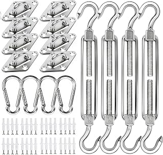 yofit 80Pcs Shade Sail Hardware Kit 6 inch for Triangle Rectangle Sun Shade | Sun Shade Hardware Kit, 304 Grade Stainless Steel Turnbuckles & Brackets for Outdoor Patio Shade Canopy Tarp
