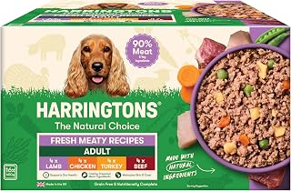 Harringtons Complete Wet Adult Dog Food Trays Meaty Pack 16x400g | 90% Meat & Veg - Made with Natural Ingredients - Freshly Prepared Meat Ingredients - Maintains Skin & Coat