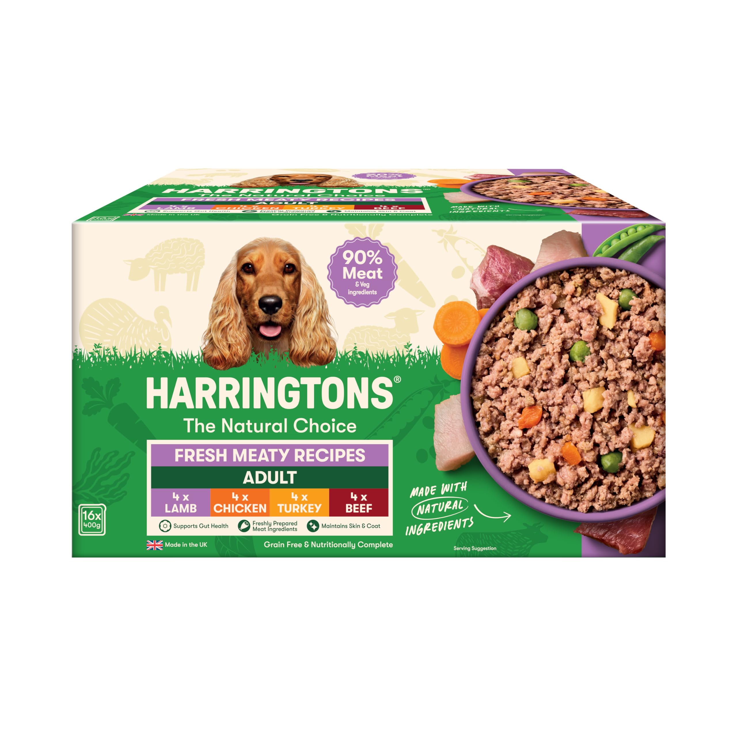 Harringtons Complete Wet Adult Dog Food Trays Meaty Pack 16x400g | 90% Meat & Ve