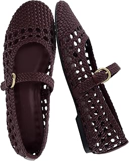 CUSHIONAIRE Windsor Woven Women's Flats Adjustable Strap Comfortable Ballet Flats Mary Jane Shoes for Women