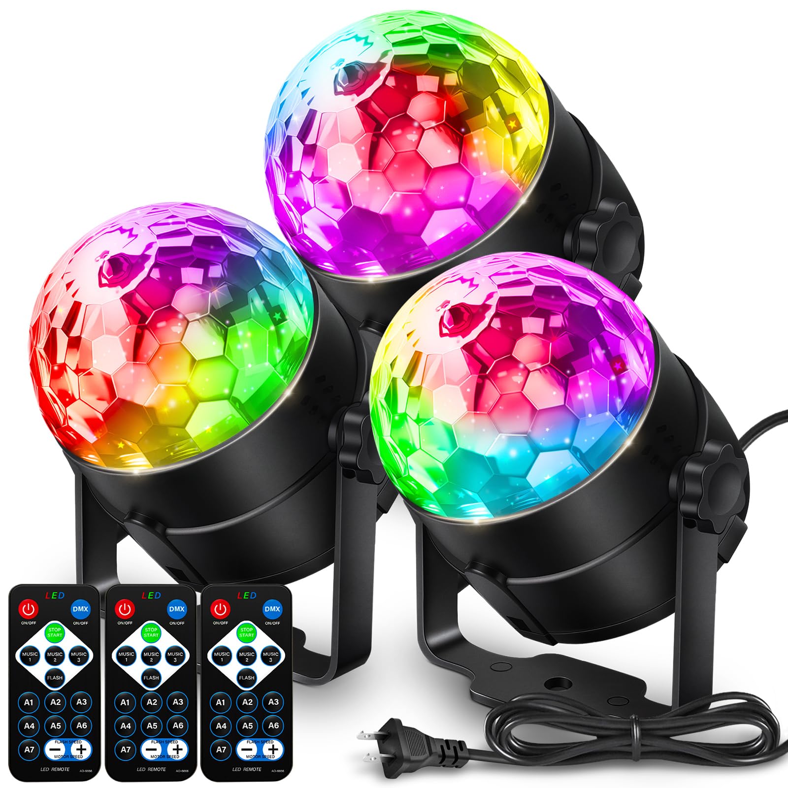 NEQUARE Disco Ball DJ Party Lights Sound Activated with Remote Control Strobe La